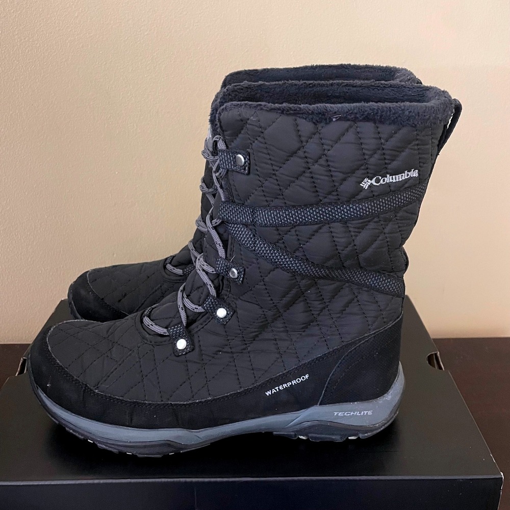 Columbia Minx Shorty III Womens 7.5 Black Waterproof Quilted Winter Boots YL1023